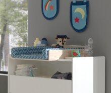 Kommode >KIDDY< in Weiß aus Massiv Kiefer und MDF - 90x106x74cm (BxHxT)