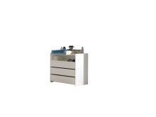 Kommode >KIDDY< in Weiß aus Massiv Kiefer und MDF - 90x106x74cm (BxHxT)