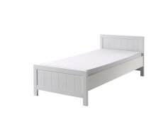 Einzelbett >ERIK< in Weiß aus Massiv Kiefer und MDF - 208x77x96cm (BxHxT)
