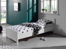 Einzelbett >ERIK< in Weiß aus Massiv Kiefer und MDF - 208x77x96cm (BxHxT)