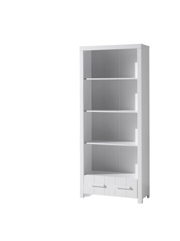 Regal >ERIK< in Weiß aus Massiv Kiefer und MDF - 87x205,5x39cm (BxHxT)