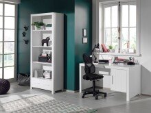 Regal >ERIK< in Weiß aus Massiv Kiefer und MDF - 87x205,5x39cm (BxHxT)