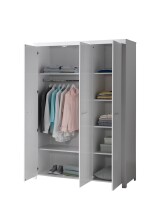 Kleiderschrank >ERIK< in Weiß aus Massiv Kiefer und MDF - 144x205,5x57,5 (BxHxT)