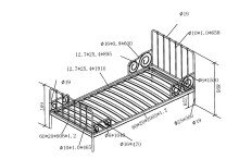 Metallbett >ALICE< in weiß aus Metall - 205x89,5x94,5cm (BxHxT)