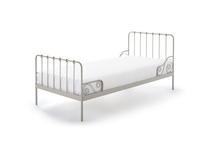 Metallbett >ALICE< in grau aus Metall - 205x89,5x94,5cm (BxHxT)