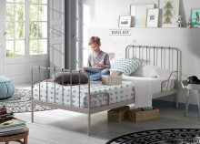 Metallbett >ALICE< in grau aus Metall -...