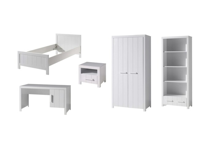 Jugendzimmer-Set >ERIK< in Weiß aus Massiv Kiefer und MDF