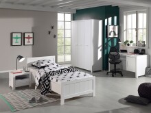 Jugendzimmer-Set >ERIK< in Weiß aus Massiv Kiefer und MDF