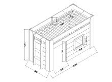 Spielbett >NOAH< in Weiß aus MDF - 215x120x96cm (BxHxT)