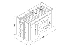 Spielbett >NOAH< in Weiß aus MDF - 215x120x96cm (BxHxT)