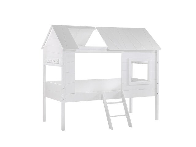 Spielbett >CHARLOTTE< in Weiß aus Massiv Kiefer und MDF - 209x185x137cm (BxHxT)