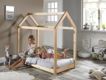 Hausbett >CABANE< in Natur aus Massive Kiefer - 146x132,5x78cm (BxHxT)