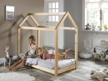 Hausbett >CABANE< in Natur aus Massive Kiefer - 146x132,5x78cm (BxHxT)