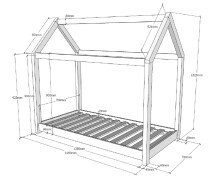 Hausbett >CABANE< in Natur aus Massive Kiefer - 146x132,5x78cm (BxHxT)