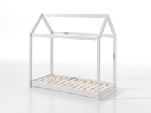 Hausbett >CABANE< in Weiß aus Massive Kiefer - 146x132,5x78cm (BxHxT)