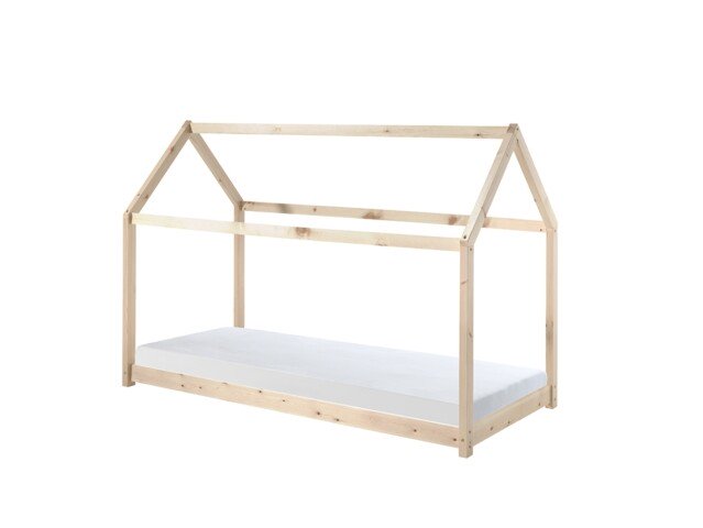 Hausbett >CABANE< in Natur aus Massive Kiefer - 206x141,5x98cm (BxHxT)