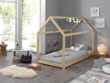 Hausbett >CABANE< in Natur aus Massive Kiefer - 206x141,5x98cm (BxHxT)
