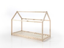 Hausbett >CABANE< in Natur aus Massive Kiefer - 206x141,5x98cm (BxHxT)