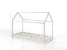 Hausbett >CABANE< in Weiß aus Massive Kiefer - 206x141,5x98cm (BxHxT)