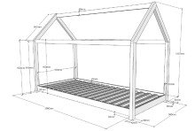 Hausbett >CABANE< in Weiß aus Massive Kiefer - 206x141,5x98cm (BxHxT)