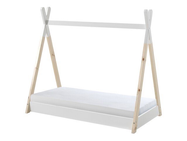 Hausbett >TIPI< in Weiß/Natur aus Massive Kiefer - 146x131x84cm (BxHxT)