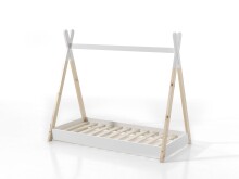 Hausbett >TIPI< in Weiß/Natur aus Massive Kiefer - 146x131x84cm (BxHxT)