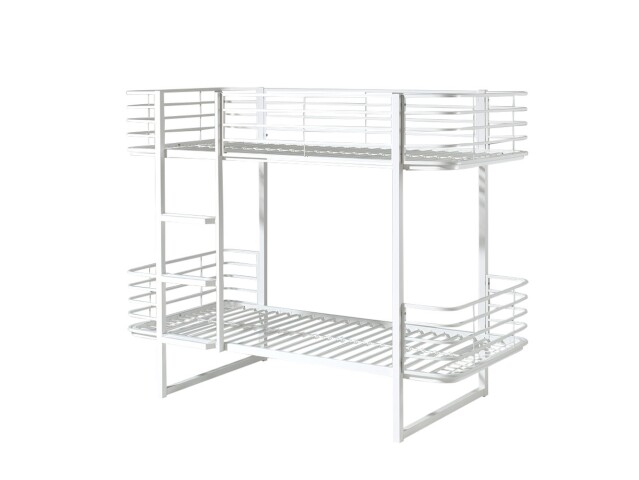 Etagenbett >OSCAR< in Weiß aus Metall - 205x166x99cm (BxHxT)