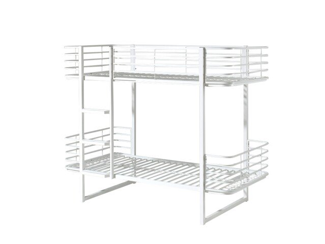 Etagenbett >OSCAR< in Weiß aus Metall - 205x166x99cm (BxHxT)