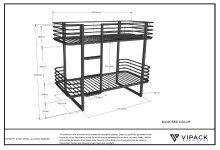 Etagenbett >OSCAR< in Weiß aus Metall - 205x166x99cm (BxHxT)