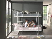 Etagenbett >OSCAR< in Weiß aus Metall - 205x166x99cm (BxHxT)