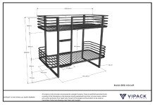 Etagenbett >OSCAR< in Weiß aus Metall - 205x166x99cm (BxHxT)