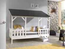Hausbett >HAUSBETT< in Weiß-Schwarz - 214,2x174x105,3 (BxHxT)