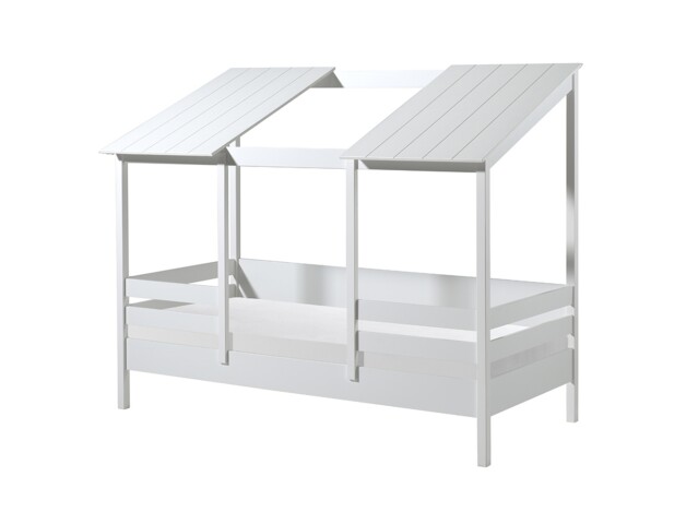 Hausbett >HAUSBETT< in Weiß aus Massiv Kiefer und MDF - 214,2x174x105,3 (BxHxT)