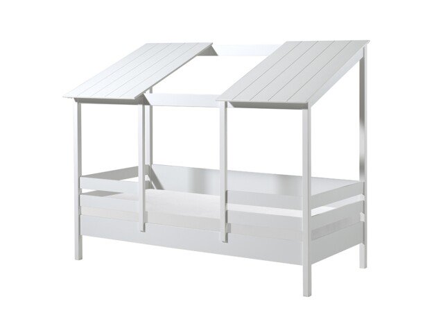 Hausbett >HAUSBETT< in Weiß aus Massiv Kiefer und MDF - 214,2x174x105,3 (BxHxT)