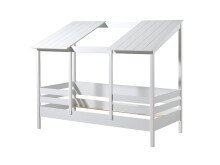 Hausbett >HAUSBETT< in Weiß aus Massiv Kiefer und MDF - 214,2x174x105,3 (BxHxT)