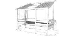 Hausbett >HAUSBETT< in Weiß aus Massiv Kiefer und MDF - 214,2x174x105,3 (BxHxT)