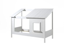Hausbett >HAUSBETT< in Weiß aus Massiv Kiefer und MDF - 214x158,5x105cm (BxHxT)