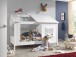 Hausbett >HAUSBETT< in Weiß aus Massiv Kiefer und MDF - 214x158,5x105cm (BxHxT)