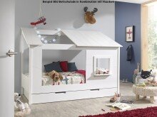 Bettschubkasten >HAUSBETT< in Weiß -...