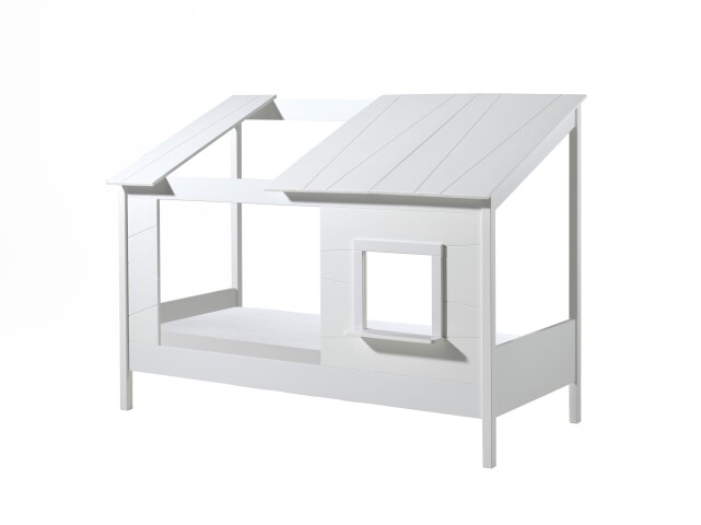 Hausbett >HAUSBETT< in Weiß aus Massiv Kiefer und MDF - 214,2x174x105,3 (BxHxT)