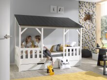 Hausbett >HAUSBETT< in Weiß-Schwarz - 214,2x174x105,3 (BxHxT)