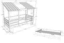 Hausbett >HAUSBETT< in Weiß aus Massiv Kiefer und MDF - 214,2x174x105,3 (BxHxT)