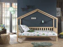 Hausbett >DALLAS< in Natur aus Massive Kiefer - 210x170x97cm (BxHxT)
