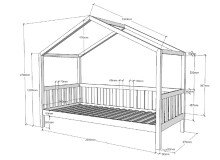 Hausbett >DALLAS< in Natur aus Massive Kiefer - 210x170x97cm (BxHxT)