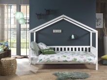 Hausbett >DALLAS< in Weiß aus Massive Kiefer - 210x170x97cm (BxHxT)