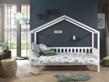 Hausbett >DALLAS< in Weiß aus Massive Kiefer - 210x170x97cm (BxHxT)