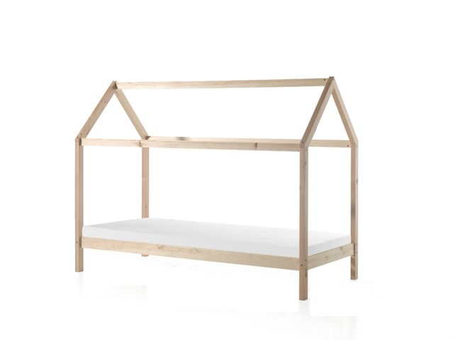 Hausbett >DALLAS< in Natur aus Massive Kiefer - 208x158,5x98cm (BxHxT)