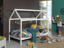 Hausbett >DALLAS< in Weiß aus Massive Kiefer - 208x158,5x98cm (BxHxT)