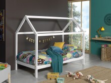 Hausbett >DALLAS< in Weiß aus Massive Kiefer - 208x158,5x98cm (BxHxT)