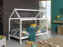 Hausbett >DALLAS< in Weiß aus Massive Kiefer - 208x158,5x98cm (BxHxT)